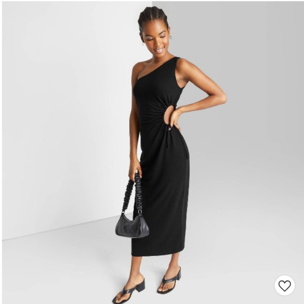 BNWT Wild Fable One Shoulder Cut Out Asymmetrical Dress - Black (Size S)